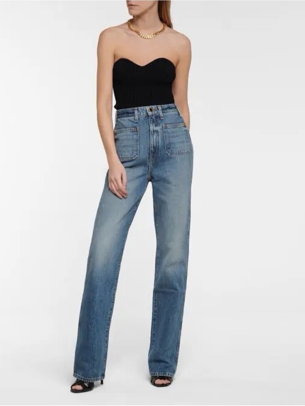 KHAITE Light Blue Straight-Leg Jeans